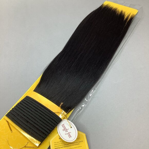 14” #1B Off Black Straight Goddess Remi Human Hair Track Extensions - Picture 3 of 4